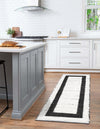 Osian Looms Collection Area Rug - Durham Runner White and Black  lifestyle 122