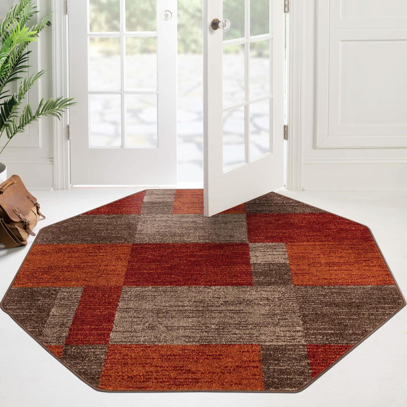 Autumn Meadow Collection Area Rug -  Sycamoreside (Multi) Octagon Multi  lifestyle 99