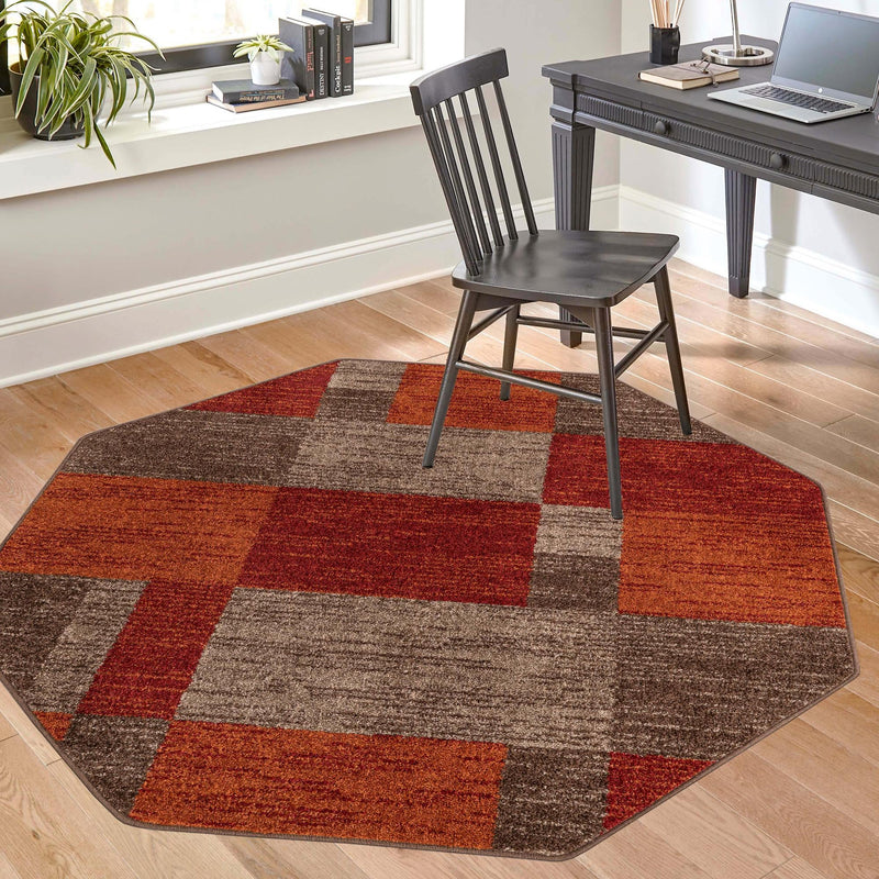 Autumn Meadow Collection Area Rug -  Sycamoreside (Multi) Octagon Multi  lifestyle 101