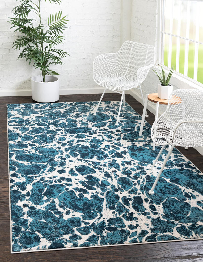 Serenity Sands Collection Area Rug -  Pebblebeach Rectangle Blue  lifestyle 6