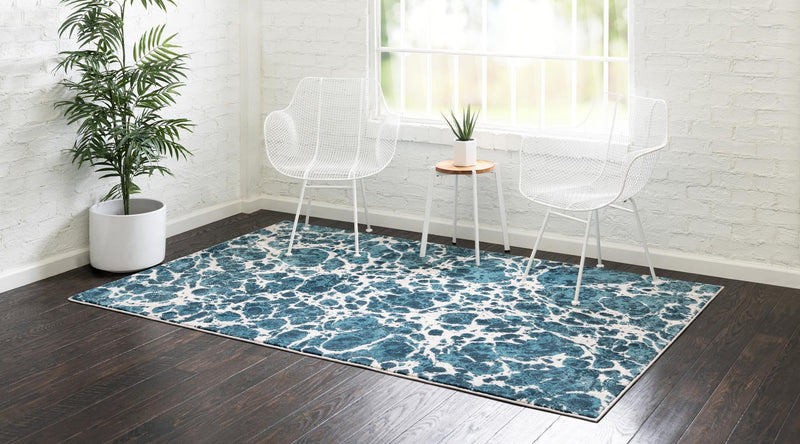 Serenity Sands Collection Area Rug -  Pebblebeach Rectangle Blue  lifestyle 9