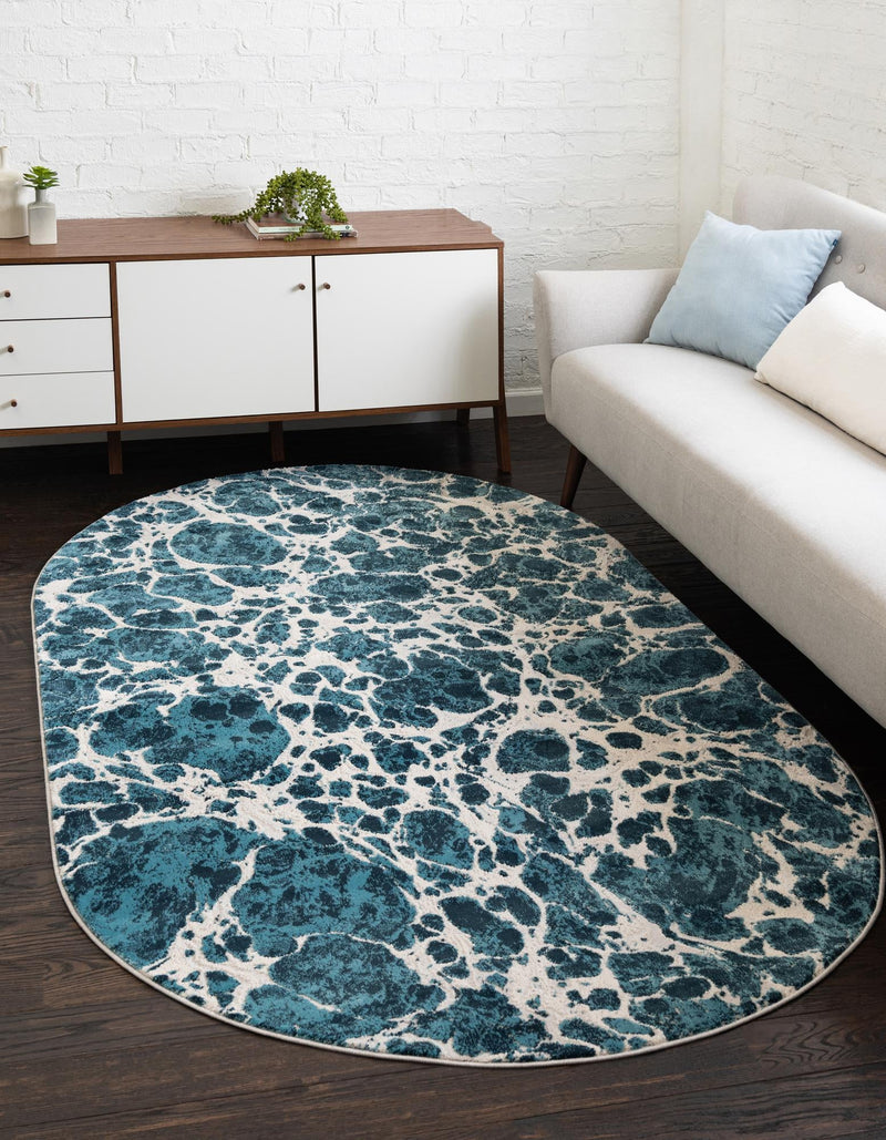 Serenity Sands Collection Area Rug -  Pebblebeach Oval Blue  lifestyle 52