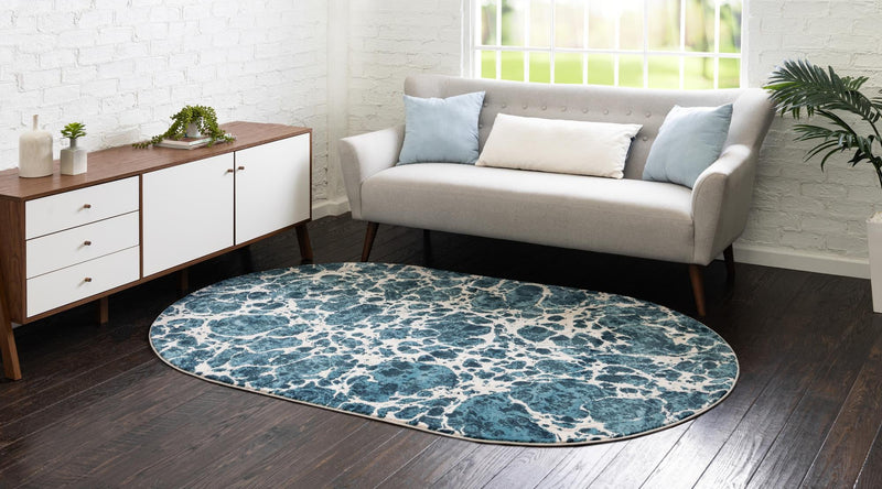 Serenity Sands Collection Area Rug -  Pebblebeach Oval Blue  lifestyle 58