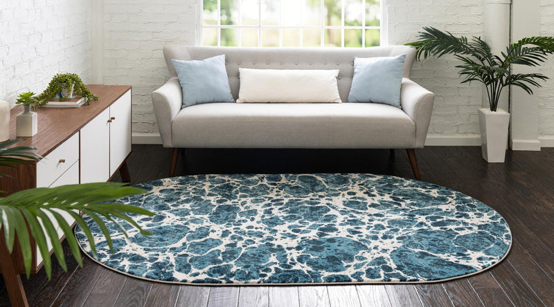 Serenity Sands Collection Area Rug -  Pebblebeach Oval Blue  lifestyle 63