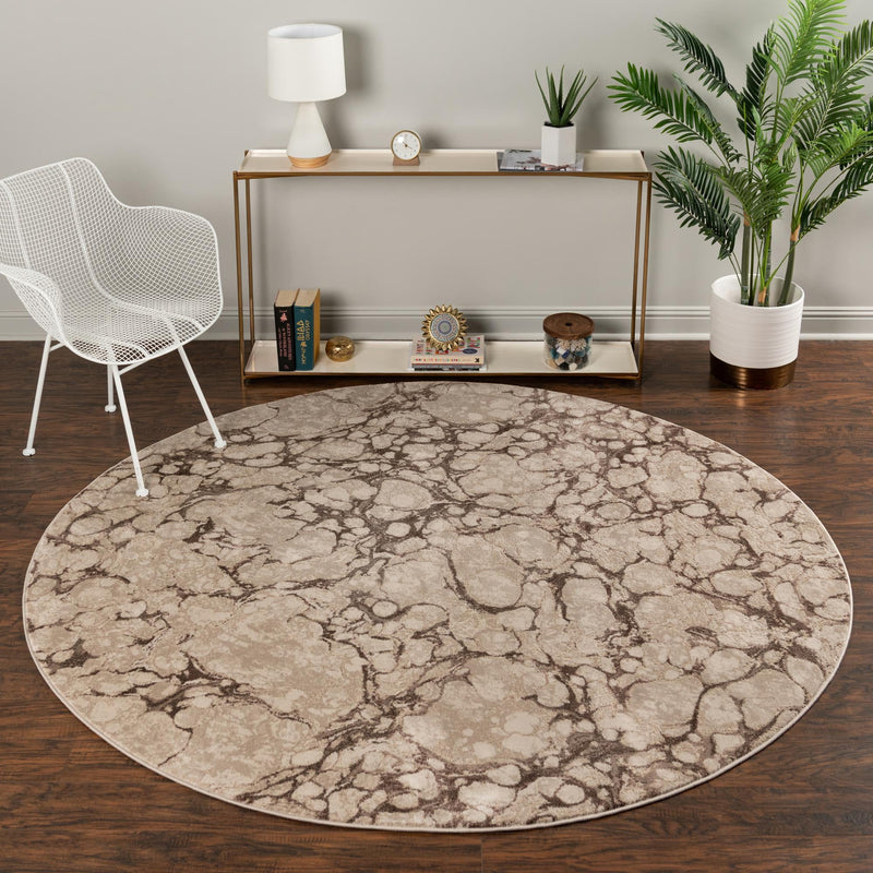 Serenity Sands Collection Area Rug -  Pebblebeach Round Brown  lifestyle 48