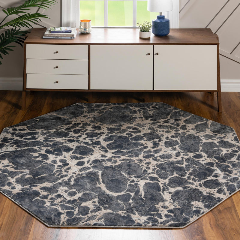 Serenity Sands Collection Area Rug -  Pebblebeach Octagon Gray  lifestyle 58