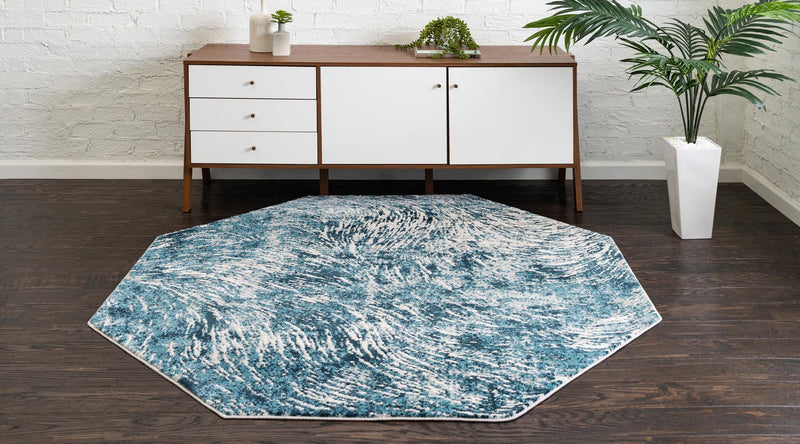 Serenity Sands Collection Area Rug -  Quietshore Octagon Blue  lifestyle 46