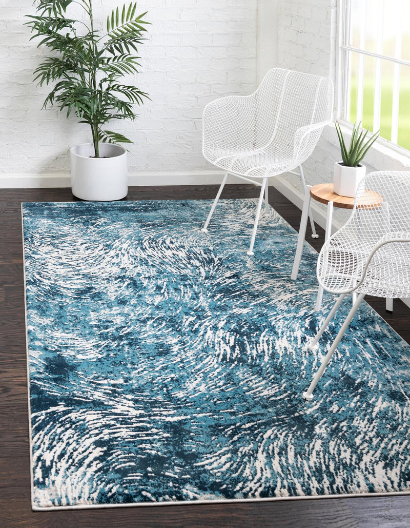 Serenity Sands Collection Area Rug -  Quietshore Rectangle Blue  lifestyle 4