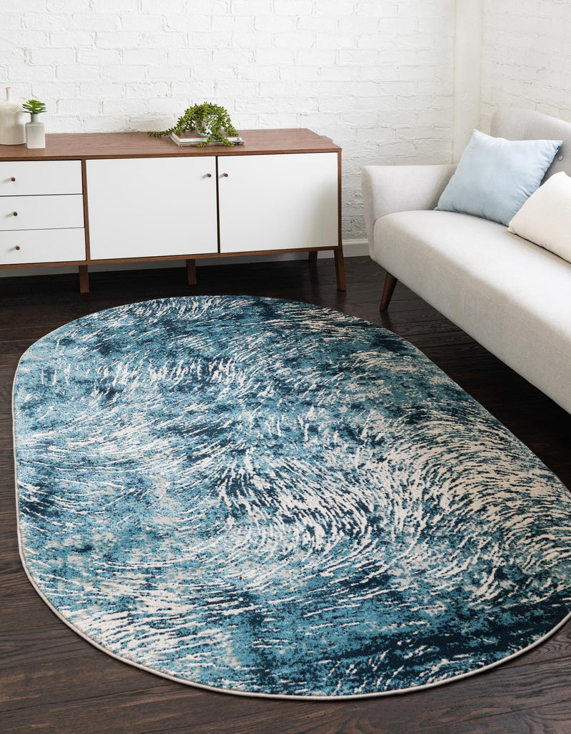 Serenity Sands Collection Area Rug -  Quietshore Oval Blue  lifestyle 45