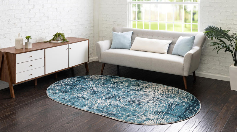 Serenity Sands Collection Area Rug -  Quietshore Oval Blue  lifestyle 55