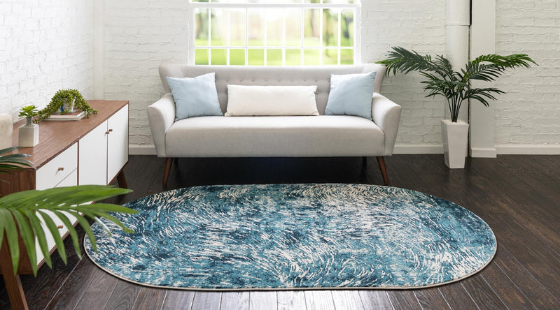 Serenity Sands Collection Area Rug -  Quietshore Oval Blue  lifestyle 63