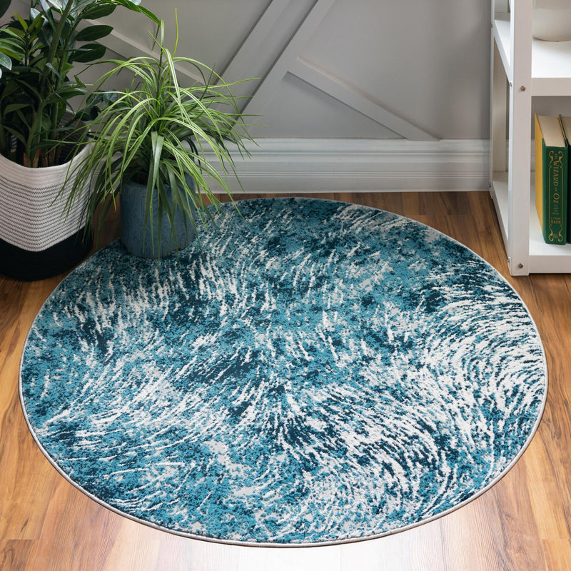 Serenity Sands Collection Area Rug -  Quietshore Round Blue  lifestyle 46