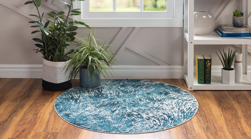 Serenity Sands Collection Area Rug -  Quietshore Round Blue  lifestyle 64