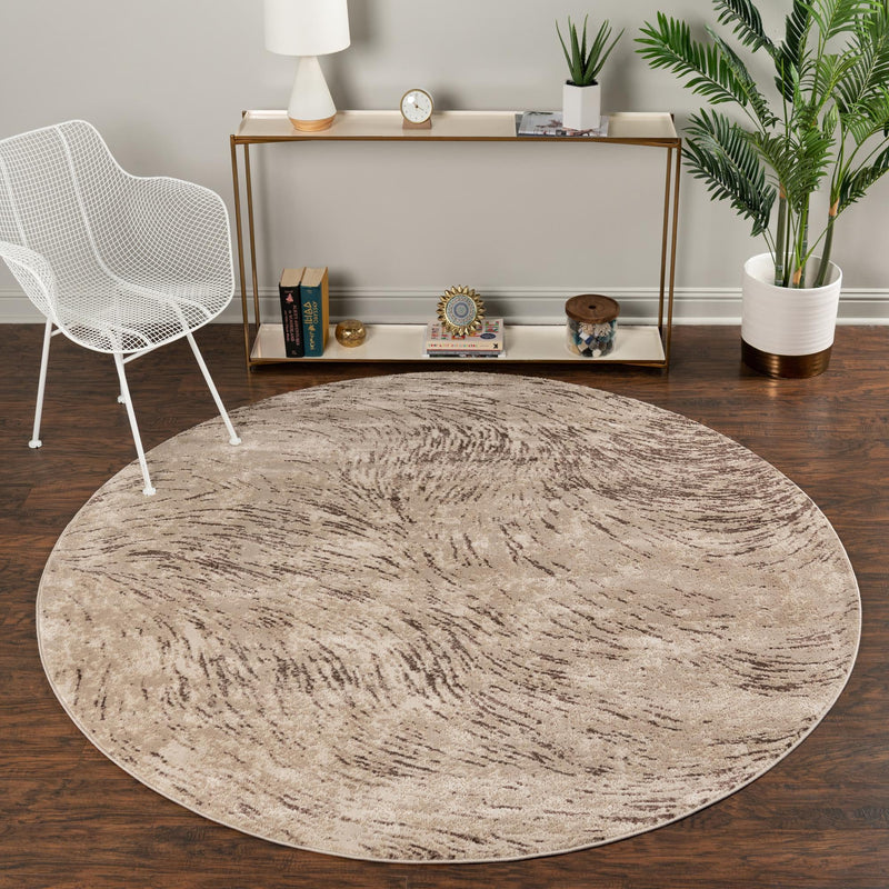 Serenity Sands Collection Area Rug -  Quietshore Round Brown  lifestyle 36