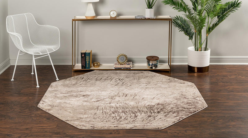 Serenity Sands Collection Area Rug -  Quietshore Octagon Brown  lifestyle 65