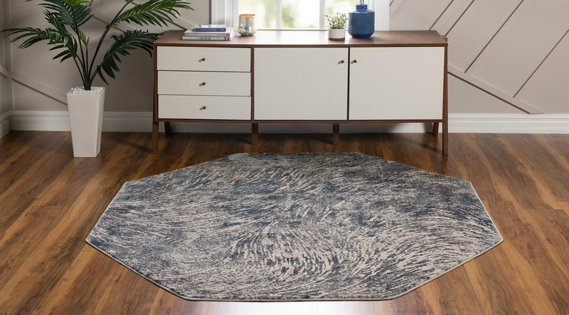 Serenity Sands Collection Area Rug -  Quietshore Octagon Gray  lifestyle 47