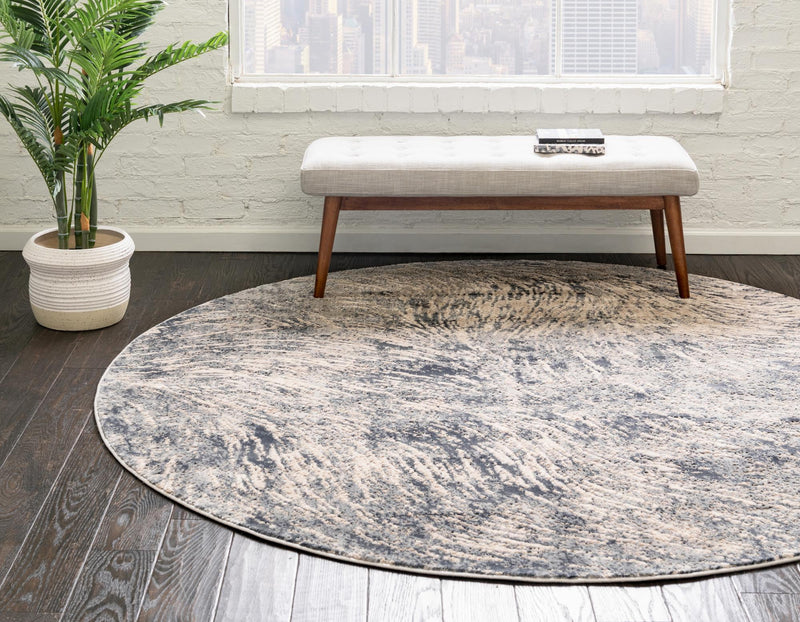 Serenity Sands Collection Area Rug -  Quietshore Round Gray  lifestyle 59