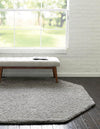 Cozy Comfort Shag Collection Area Rug - Hearthside (Light Gray) Octagon Light Gray  lifestyle 8