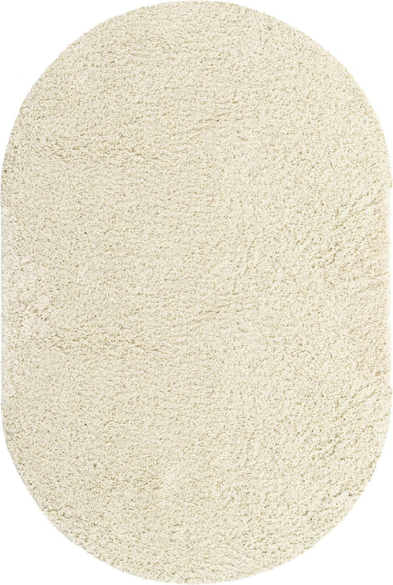 Cozy Comfort Shag Collection Area Rug - Hearthside (Ivory) Oval Ivory  lifestyle 4