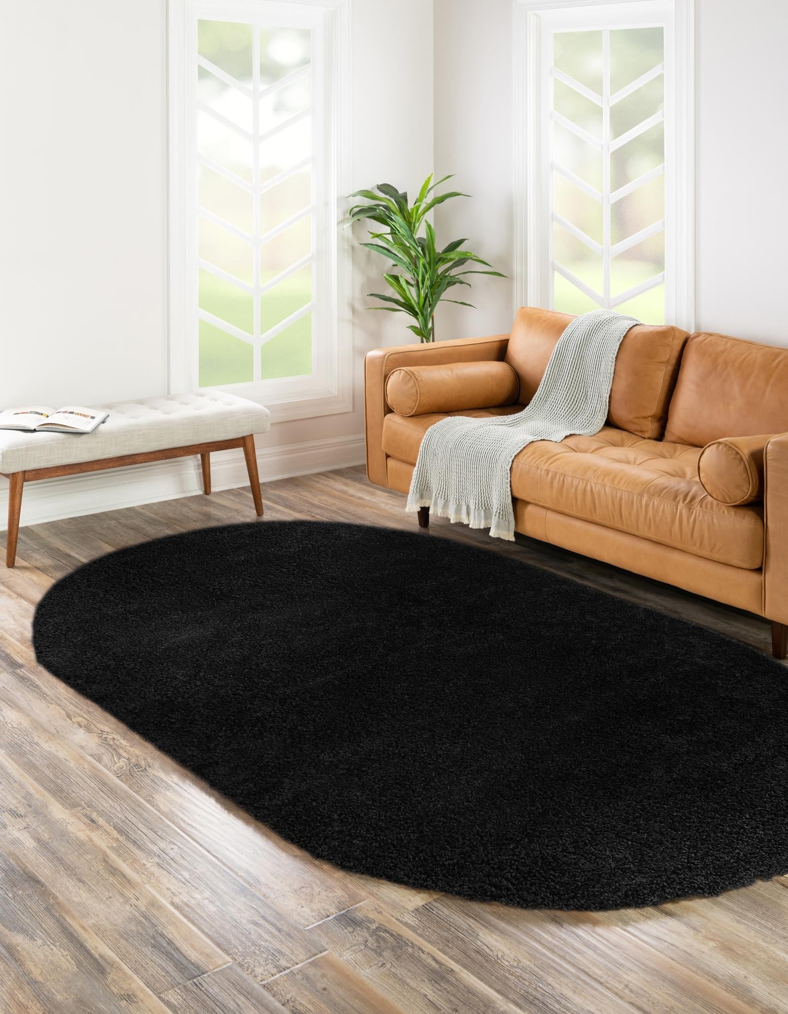 Cozy Comfort Shag Collection Area Rug - Hearthside (Black)