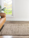 Cozy Comfort Shag Collection Area Rug - Hearthside (Taupe) Square Taupe  lifestyle 12