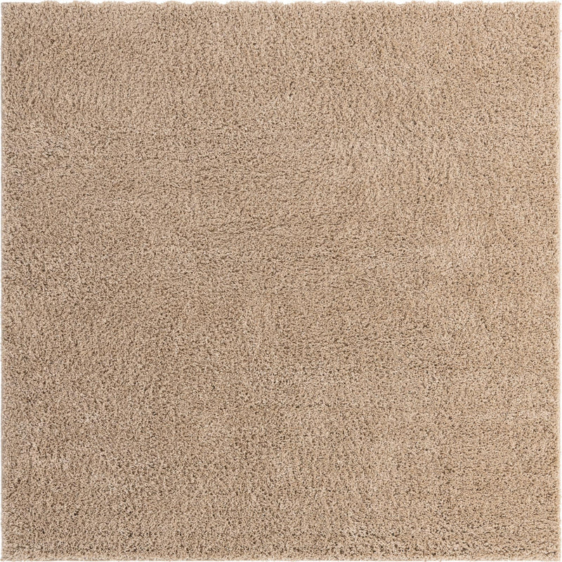 Cozy Comfort Shag Collection Area Rug - Hearthside (Taupe) Square Taupe  lifestyle 3