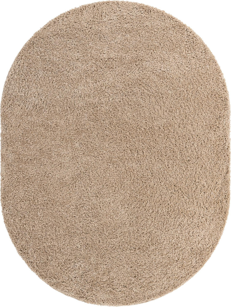 Cozy Comfort Shag Collection Area Rug - Hearthside (Taupe) Oval Taupe  lifestyle 5