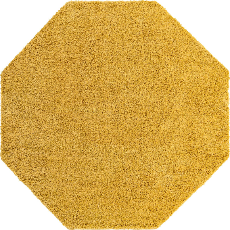 Cozy Comfort Shag Collection Area Rug - Hearthside (Yellow) Octagon Yellow  lifestyle 2