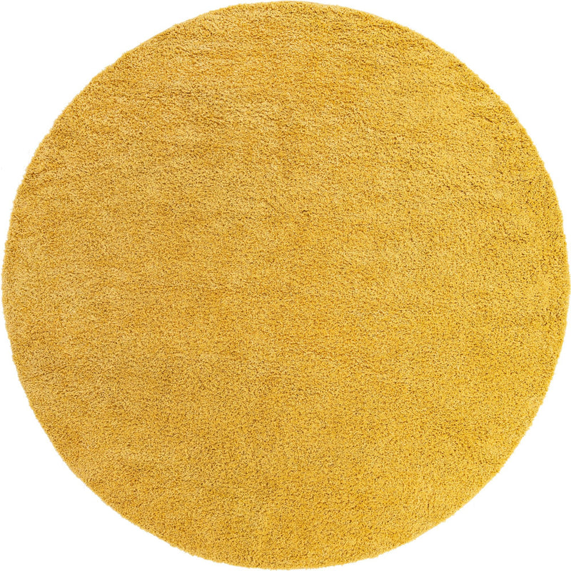 Cozy Comfort Shag Collection Area Rug - Hearthside (Yellow) Round Yellow  lifestyle 5