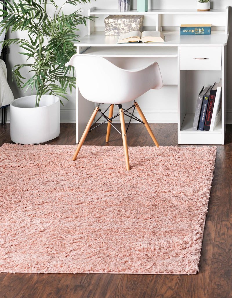 Cozy Comfort Shag Collection Area Rug - Hearthside (Rose Pink) Square Rose Pink  lifestyle 7