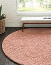 Cozy Comfort Shag Collection Area Rug - Hearthside (Rose Pink) Round Rose Pink  lifestyle 14