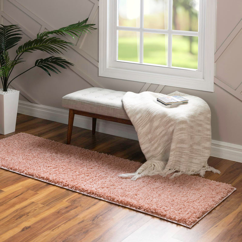 Cozy Comfort Shag Collection Area Rug - Hearthside (Rose Pink) Runner Rose Pink  lifestyle 16