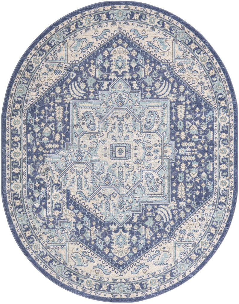 Savannah Series Collection Area Rug - Charleston (French Blue) Oval French Blue  lifestyle 14