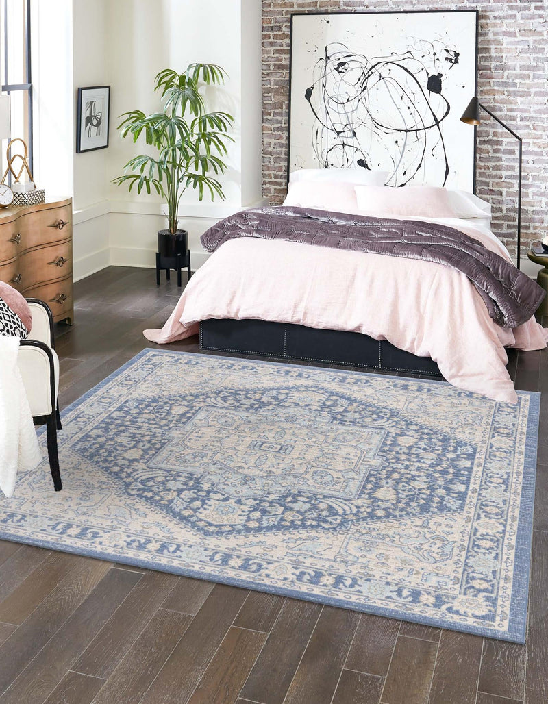 Savannah Series Collection Area Rug - Charleston (French Blue) Square French Blue  lifestyle 20