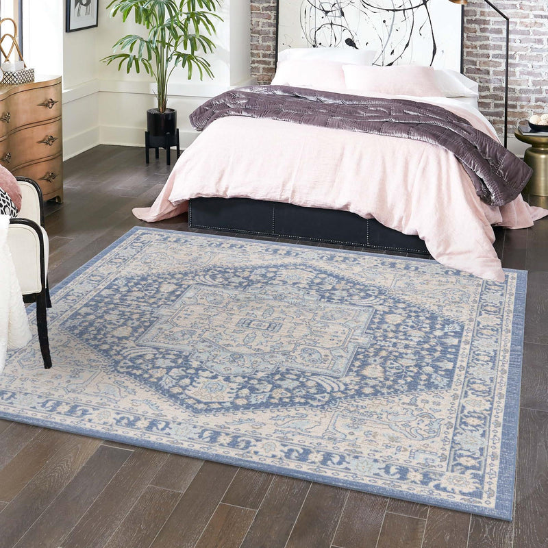 Savannah Series Collection Area Rug - Charleston (French Blue) Square French Blue  lifestyle 75