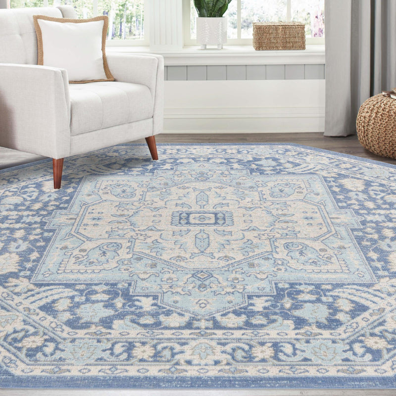 Savannah Series Collection Area Rug - Charleston (French Blue) Octagon French Blue  lifestyle 78