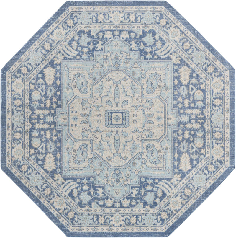 Savannah Series Collection Area Rug - Charleston (French Blue) Octagon French Blue  lifestyle 16