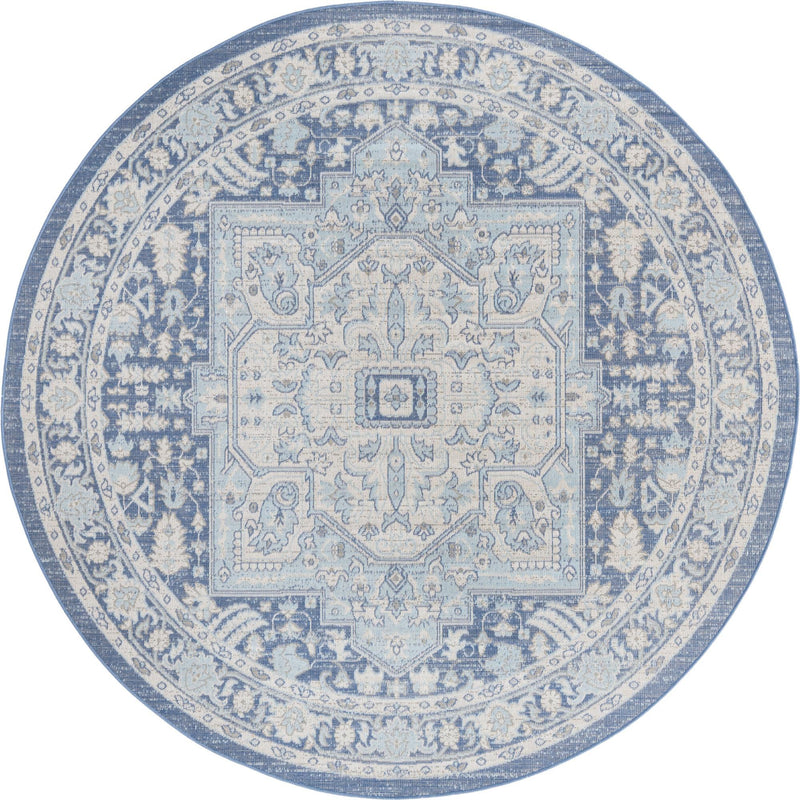 Savannah Series Collection Area Rug - Charleston (French Blue) Round French Blue  lifestyle 17