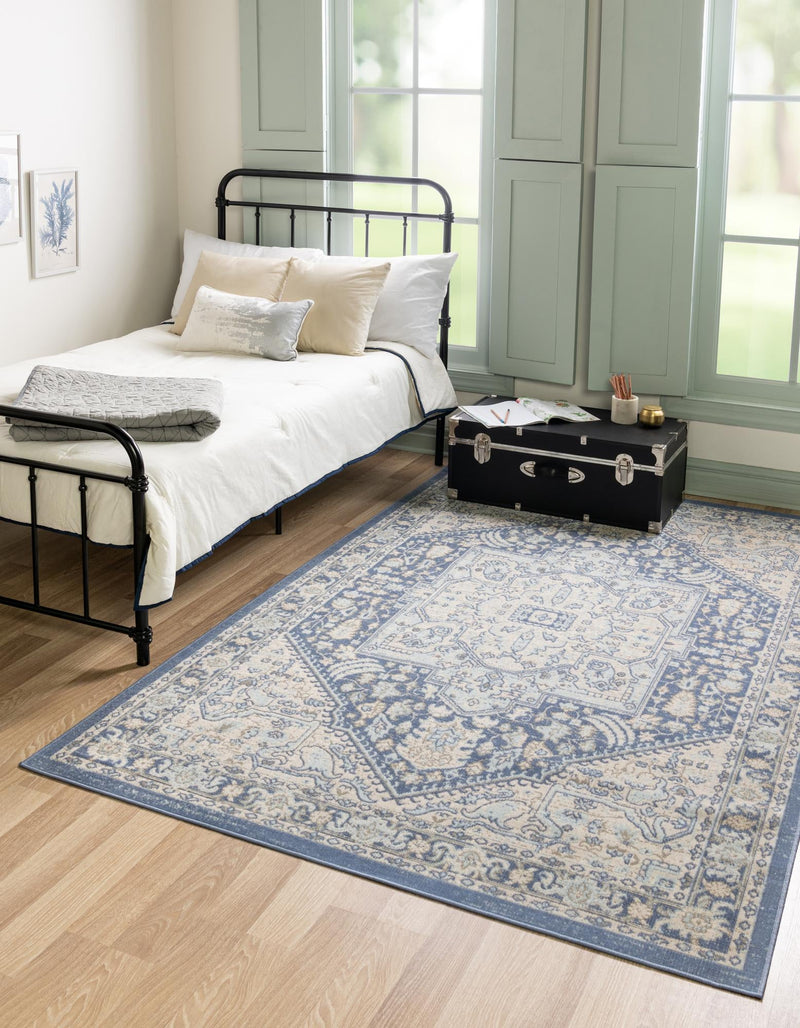 Savannah Series Collection Area Rug - Charleston (French Blue) Rectangle French Blue  lifestyle 2