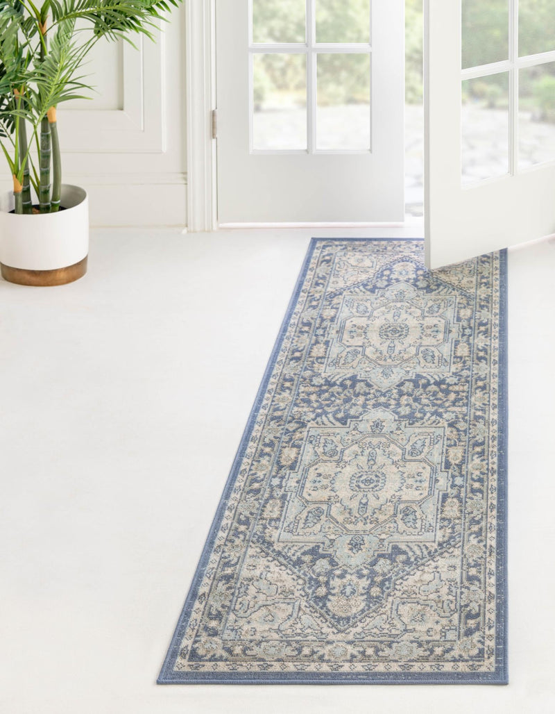 Savannah Series Collection Area Rug - Charleston (French Blue) Runner French Blue  lifestyle 23