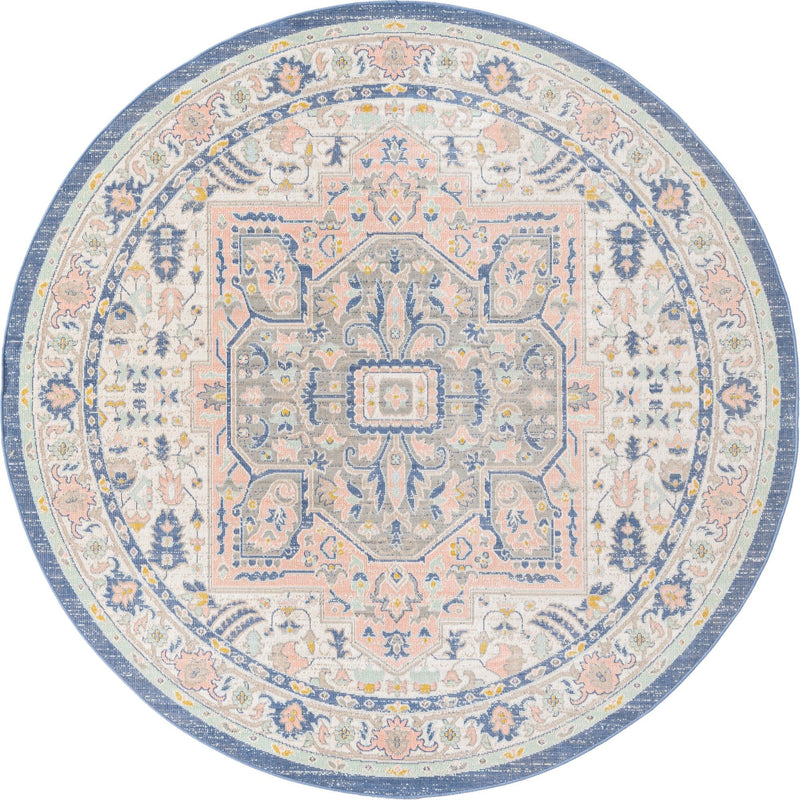 Savannah Series Collection Area Rug - Charleston (Multi) Round Multi  lifestyle 19