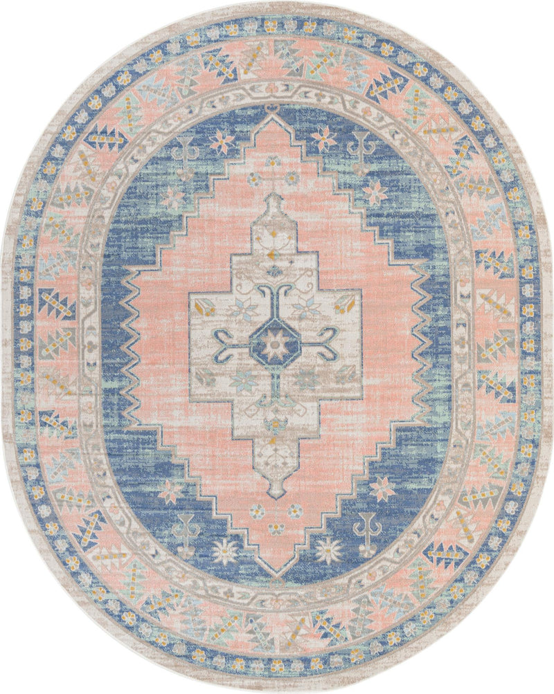 Savannah Series Collection Area Rug -  Augusta (French Blue) Oval French Blue  lifestyle 8