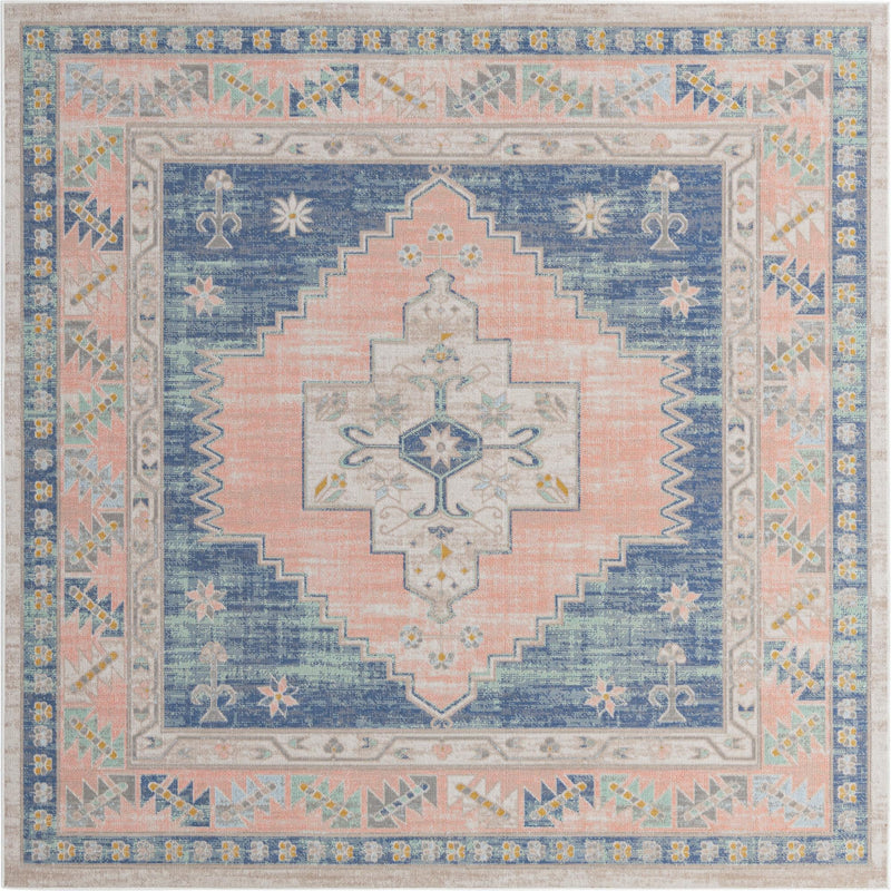 Savannah Series Collection Area Rug -  Augusta (French Blue) Square French Blue  lifestyle 9