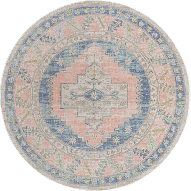 Savannah Series Collection Area Rug -  Augusta (French Blue) Round French Blue  lifestyle 11