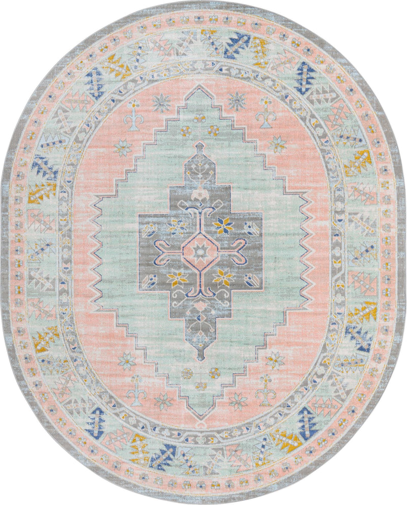 Savannah Series Collection Area Rug -  Augusta (Pink) Oval Pink  lifestyle 14