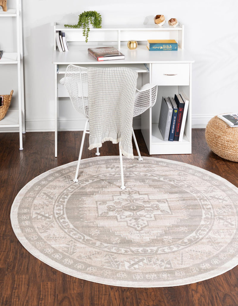 Savannah Series Collection Area Rug -  Augusta (Mink) Round Mink  lifestyle 23