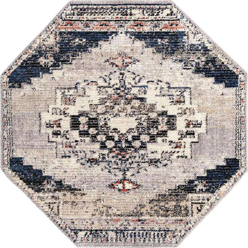 Santa Fe Trails Collection Area Rug -  Mesa Octagon Gray  lifestyle 33