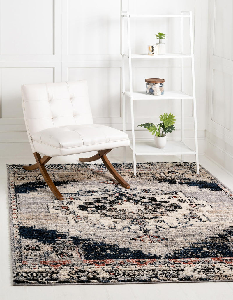 Santa Fe Trails Collection Area Rug -  Mesa Square Gray  lifestyle 57