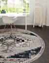 Santa Fe Trails Collection Area Rug -  Mesa Round Gray  lifestyle 56