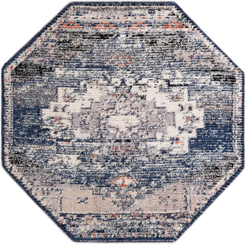 Santa Fe Trails Collection Area Rug -  Mesa Octagon Blue  lifestyle 42